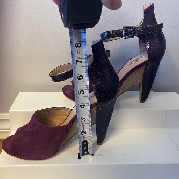 NWT Belle Sigerson Morrison Burgundy Suede Open Toed High Heels !! - Picture 7 of 13